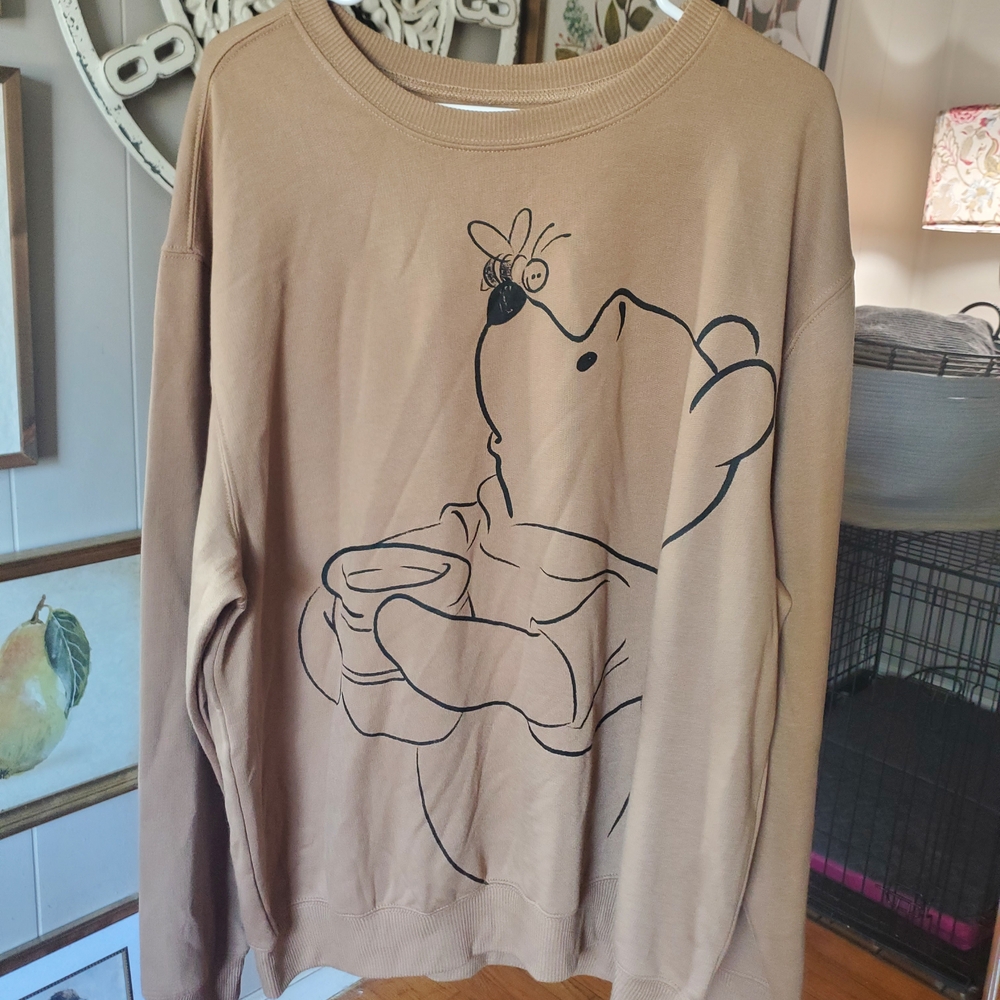 Disney Tan Crew Neck Sweater with Bear and Bee Design